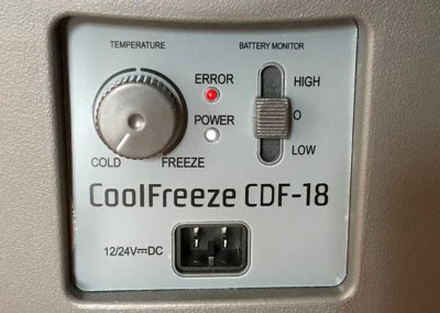 Temperatur-Regler am Waeco CoolFreeze CDF-18 auf Minimum